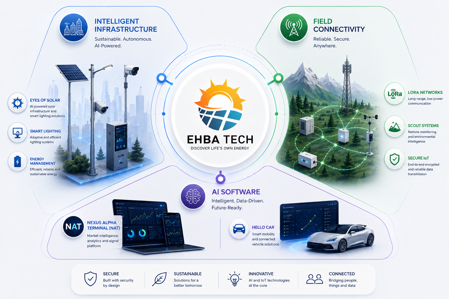 EHBA Technology AI, LoRa, solar infrastructure, monitoring and software ecosystem