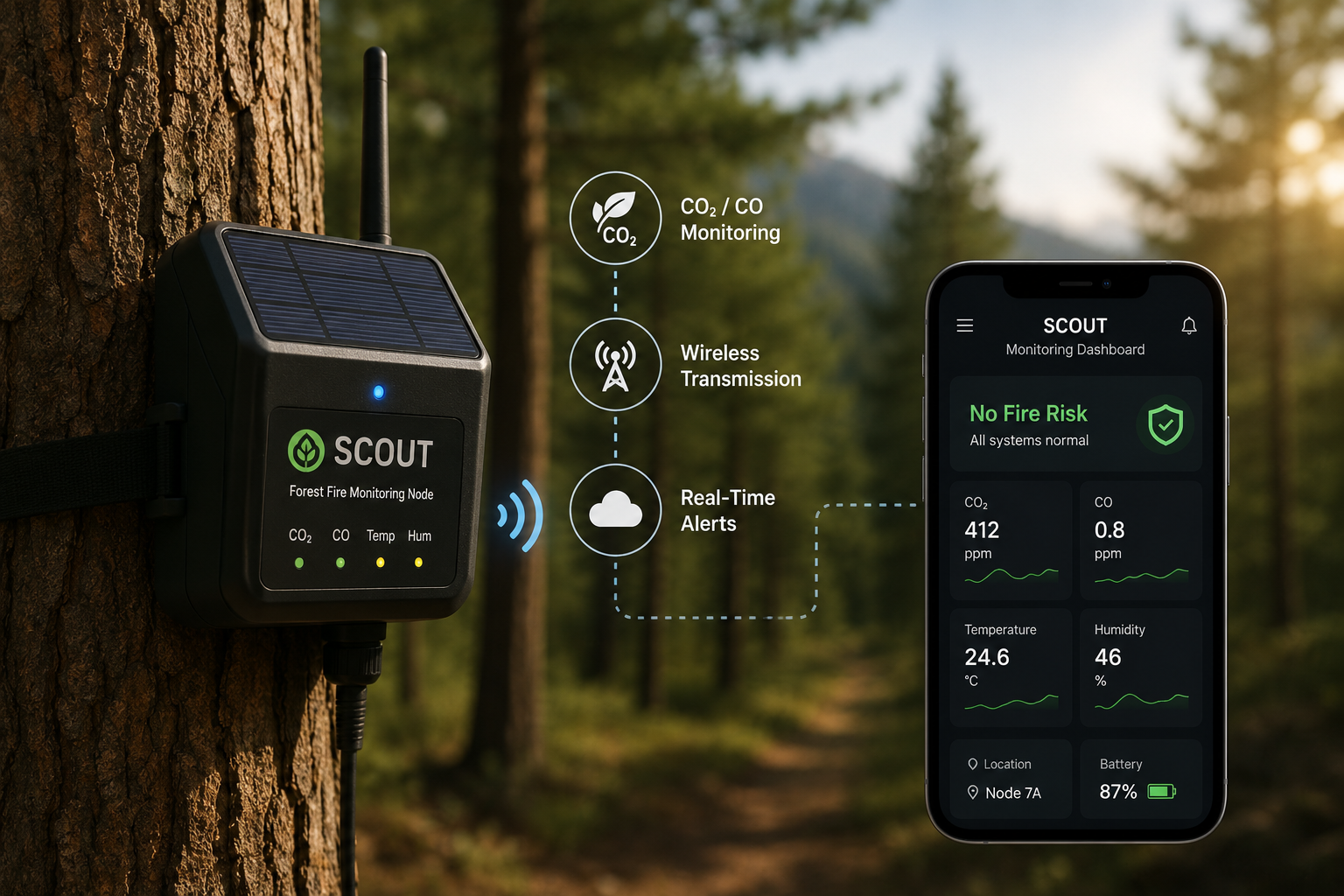 Connected mobile monitoring interface for distributed Scout nodes